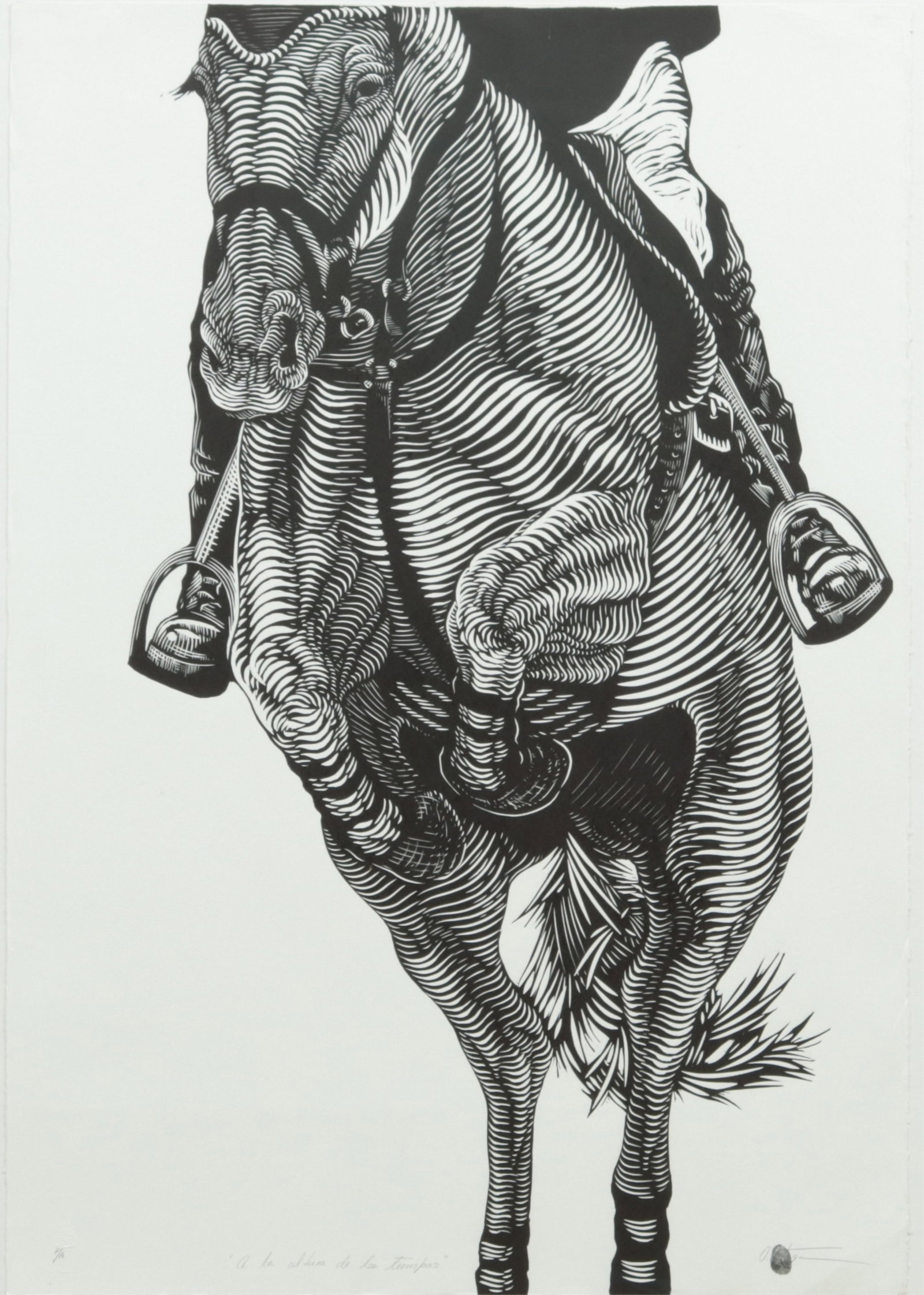 Osmeivy Ortega Pacheco - Equestrian, Woodcut (1 of 10)