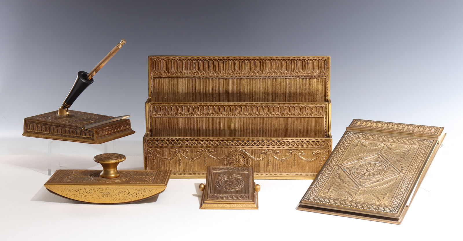 Tiffany Studios Bronze Adam Desk Accessories (1 of 7)