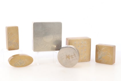 Group of Chinese Brass Ink Boxes