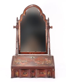 19th C. Chinoiserie Lacquered Shaving Mirror