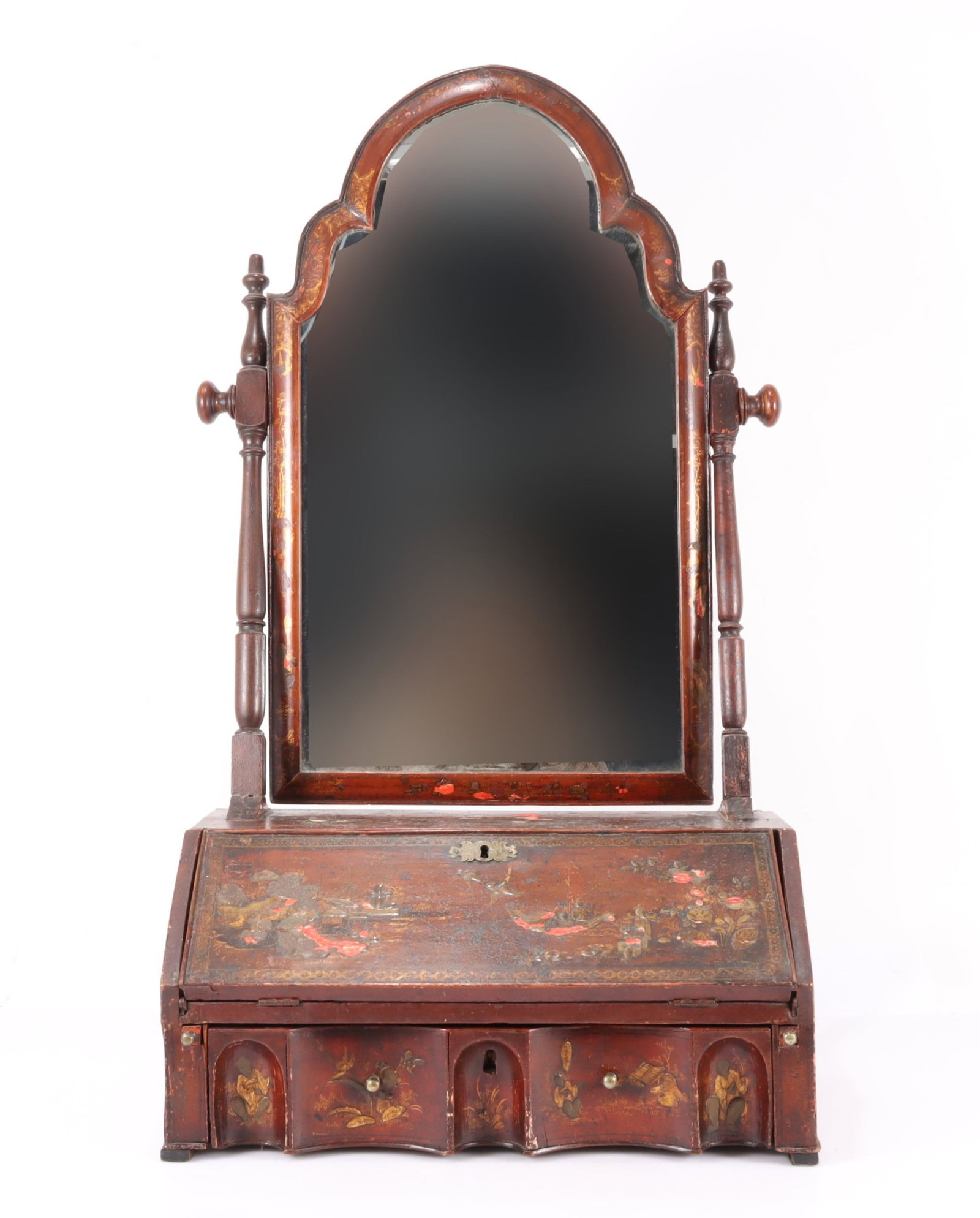 19th C. Chinoiserie Lacquered Shaving Mirror (1 of 11)
