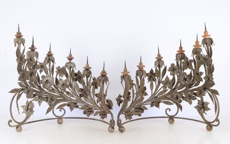 Pair of Continental Rococo Style Iron Candelabra