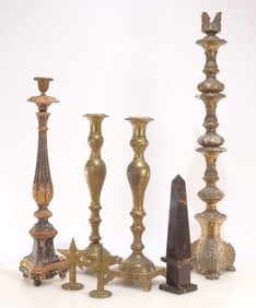 Group of Brass and Marble Table Items