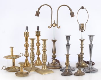 Group of English Brass & Metal Candlesticks