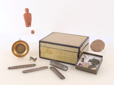 Group of Ancient Coins, Victorian Plaques, Box