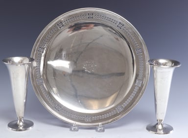 Tiffany & Co. Sterling Silver Plate & Bud Vases