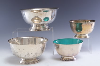 Group of Four Sterling Silver Revere Bowls
