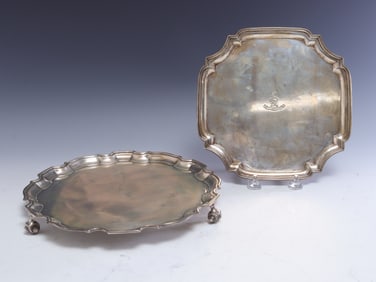 Two English Sterling Silver Trays