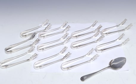 11 Gorham Old French Silver Asparagus Tongs