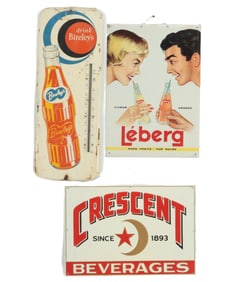 3 Metal Beverage Advertisement Signs