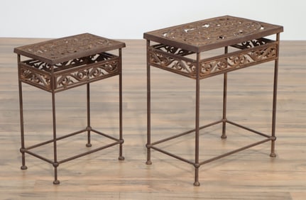 Two Victorian Style Cast Iron Garden Stands