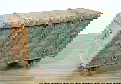 Indian Iron Bound Teak Dowry Chest