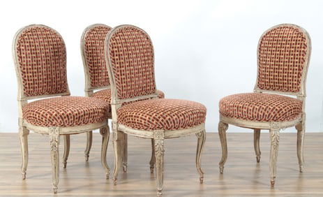 Four Louis XVI Style Cream Painted Chaises