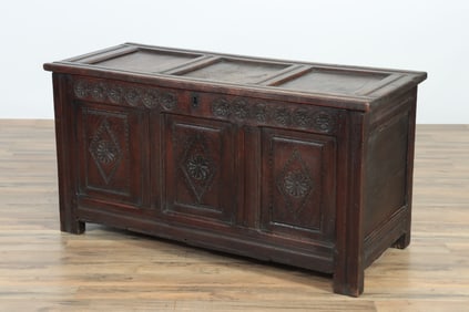 English Baroque Oak Blanket Chest, 17th C