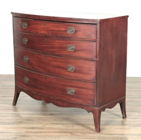 George III Mahogany Bow Front Chest, Early 19th C.
