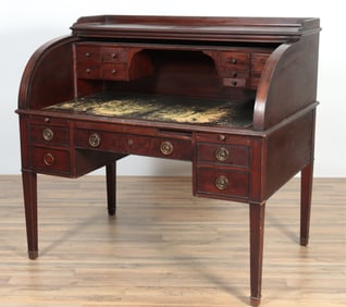 George III Style Mahogany Tambour Desk, c.1930