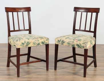 Pair Regency Inlaid Mahogany Side Chairs, 19th C.