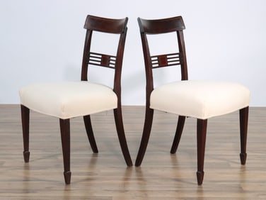 Pair Regency Inlaid Mahogany Side Chairs, 19th C.