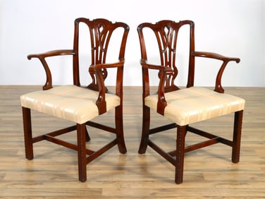 Pair George III Style Mahogany Open Armchairs