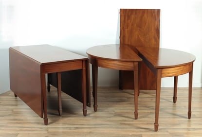 Federal Style Inlaid Mahogany 3-Part Dining Table