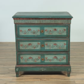Classical Style Polychromed Chest on Stand