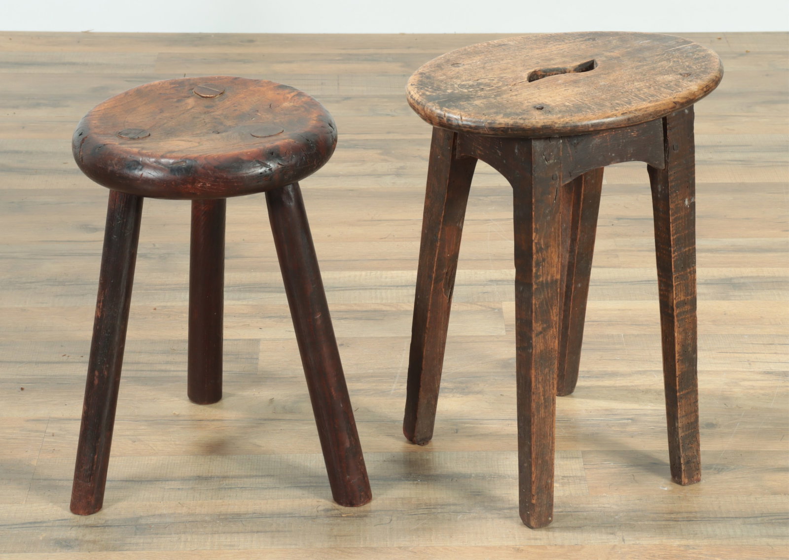 Two Early Wooden Stools (1 of 6)