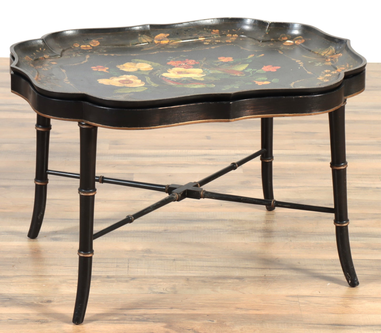 Victorian Polychromed Papier Mache Tray on Stand (1 of 5)