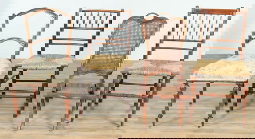 Four Chairs Victorian, English, Folding Cane