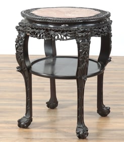 Chinese Hardwood Marble Top Table