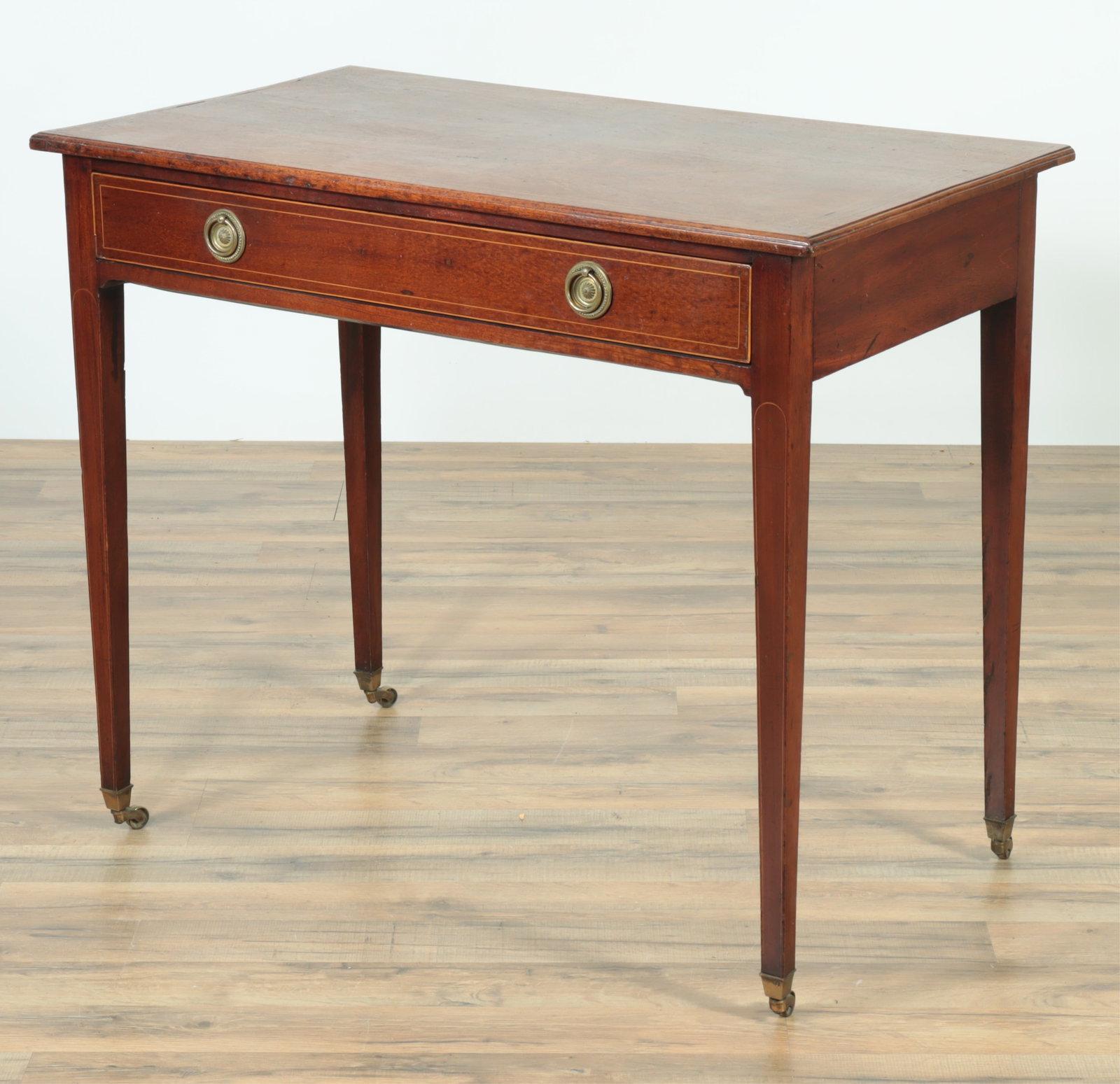 Edwardian Inlaid Mahogany Side Table, E. 20th C.: Edwardian Inlaid Mahogany Side Table, Early 20th C. 30" H x 36" W x 20.5" D Property from the estates of Thomas Johnson Hubbard and Anne Attfield Hubbard of Bronxville NY and Cornwall CT. Tom served a