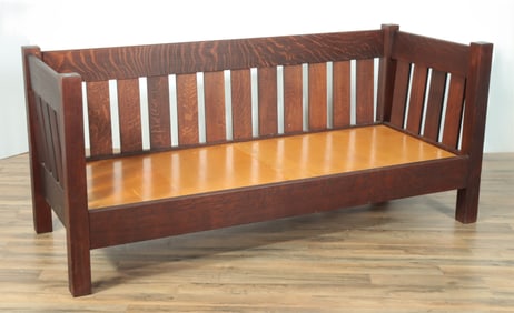 Stickley Style Oak Bungalow Crib Settle