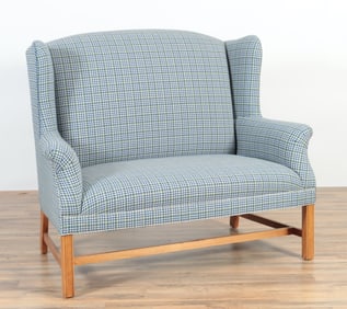 George III Style Faded Mahogany Wing Sofa