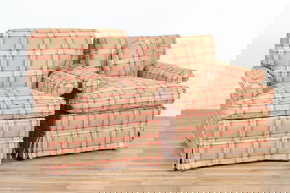 Pair Modern Upholstered Club Chairs