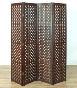 Modernist Mahogany Stained 4-Panel Screen