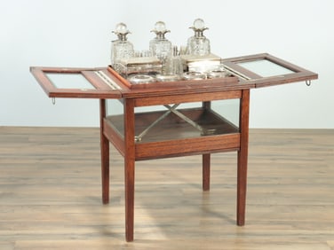 Austrian Oak Mechanical Bar Cabinet, 20th C