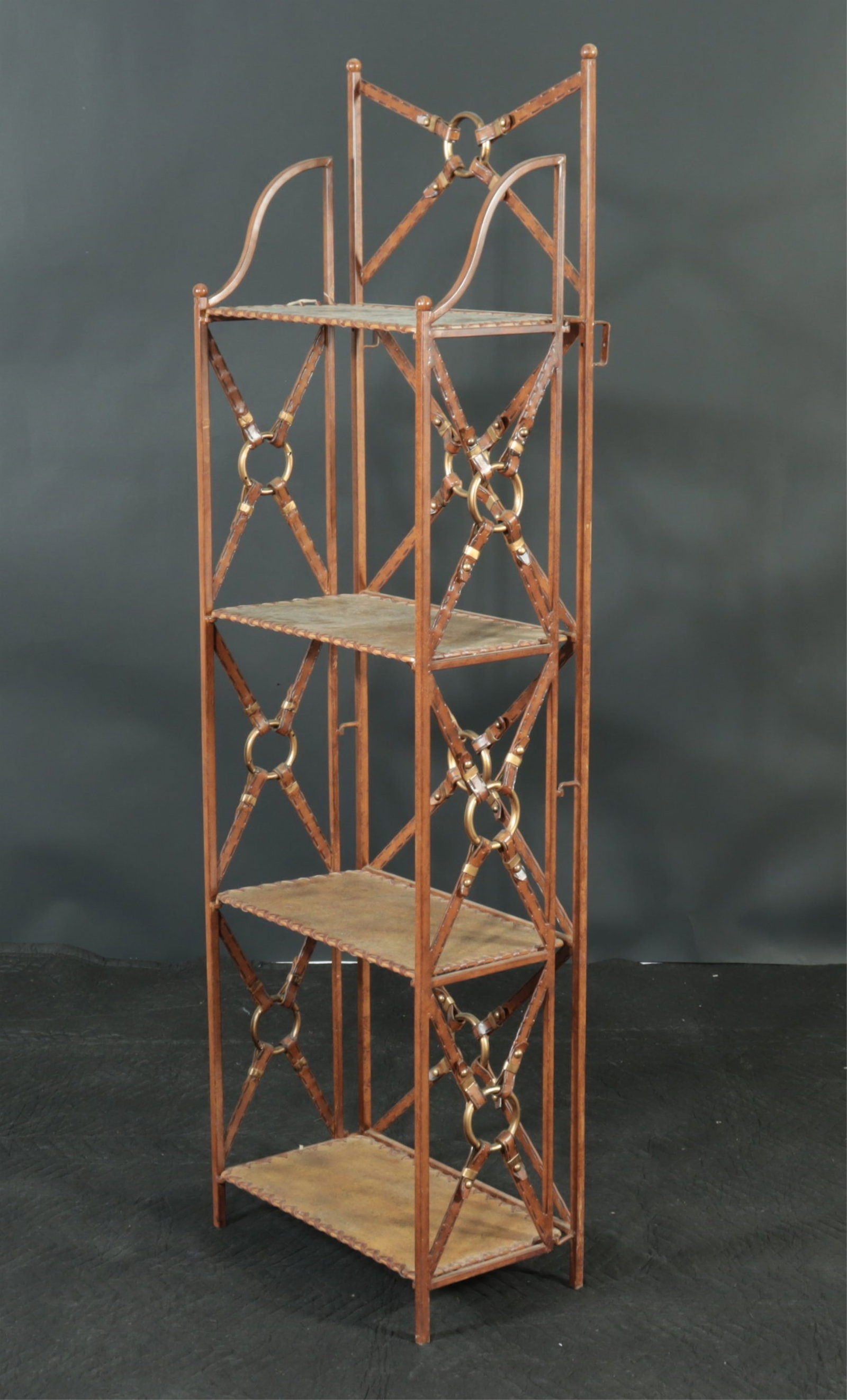 Hermes Style Gilt Tole Folding Etagere (1 of 9)