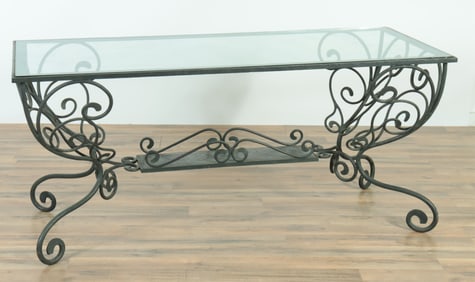 Rococo Style Green Painted Iron Garden Table