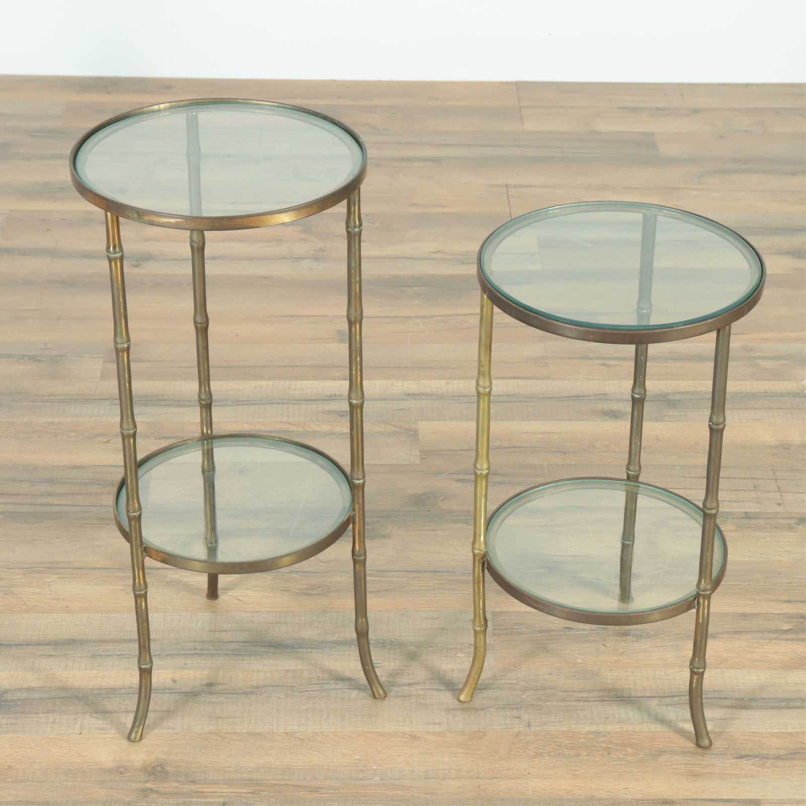 Two Brass and Glass Bamboo Motif Plant Stands (1 of 6)