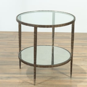 Hammered Iron and Glass Round Table
