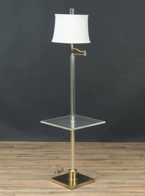 1970s Acrylic & Brass Plated Lamp Table