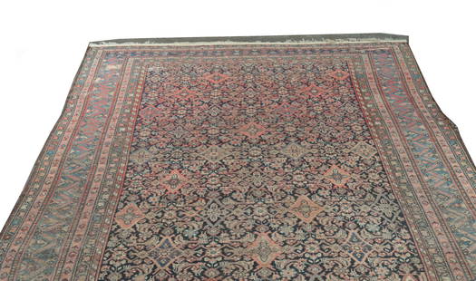 Feraghan Gallery Carpet 6-10 x 16-5: Feraghan/Herati wool gallery carpet, field with blue ground herati repeat of rust, blue, off white, eight band of complimentary colors 6' 10" x 16' 5" Property from the estates of Thomas Johnson Hubba