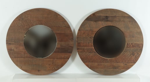 Pair of Modern Arts & Crafts Pine Mirrors