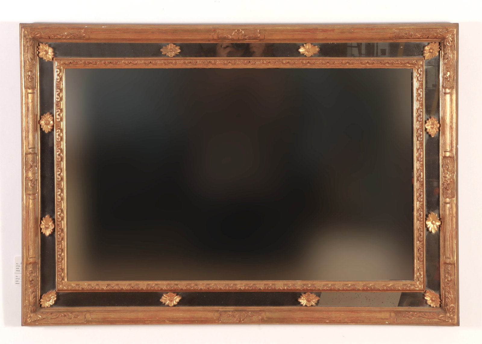Louis XVI Style Giltwood Mirror: Louis XVI Style Giltwood Mirror, mirrored slip frame rosettes 28.75" H x 41.5" W