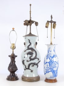 Group of Three Chinese and Asian Lamps