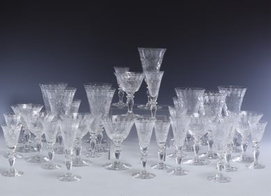 34 Pieces of Hawkes Cut Crystal Stemware