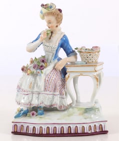 Meissen Figurine of Seated Lady, 19th C