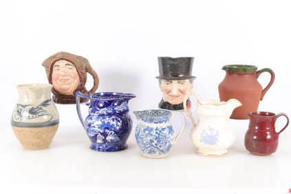 Group of Eight English Pottery Jugs