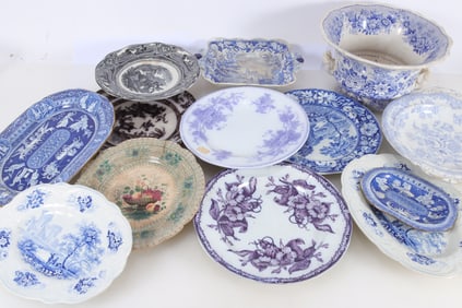 Group of English Transfer Print Pottery Tableware