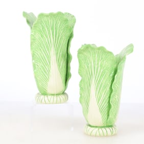Pair of Dodie Thayer Lettuce Ware Candlesticks