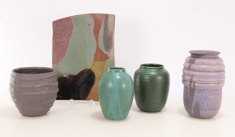 Group of Modern Art Pottery Vases & Plaque
